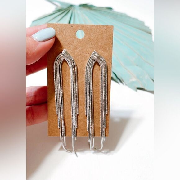 Silver chain drop earrings S178 - Picture 1 of 4